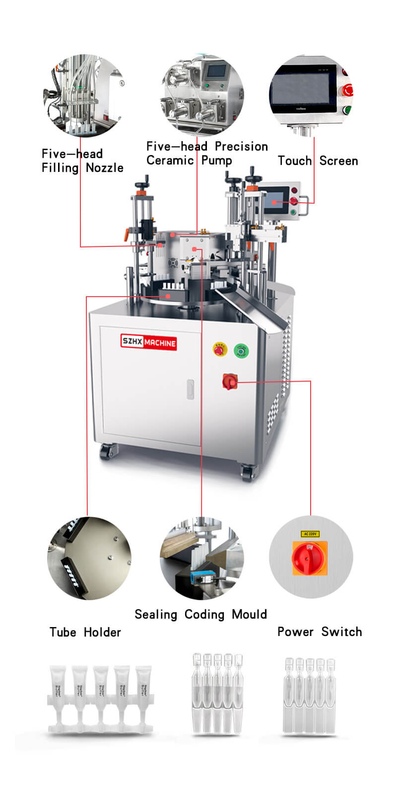 HX-005S1 Serum/Eyedrops Plastic Ampoule Filling and Sealing Machine HX-005S1 Serum/Eyedrops Plastic Ampoule Filling and Sealing Machine